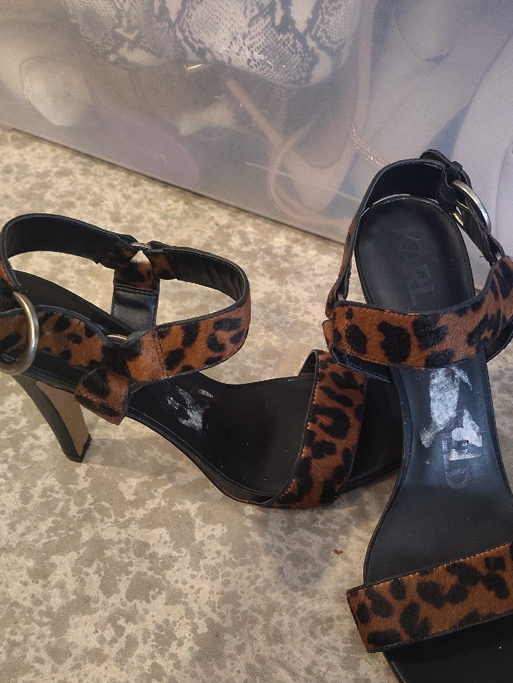 KARL LAGERFELD Leopard Print Ankle-Strap Heels - Brown
